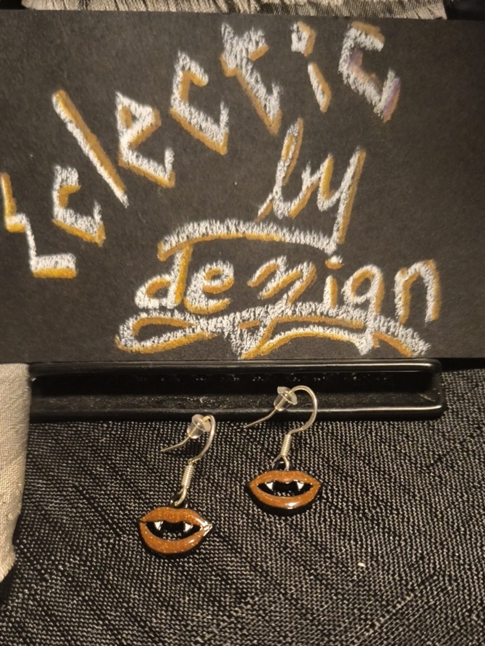 NWT - Halloween 365 Vampire Lips Teeth Earrings Glitter Fangs Goth Spooky Horror